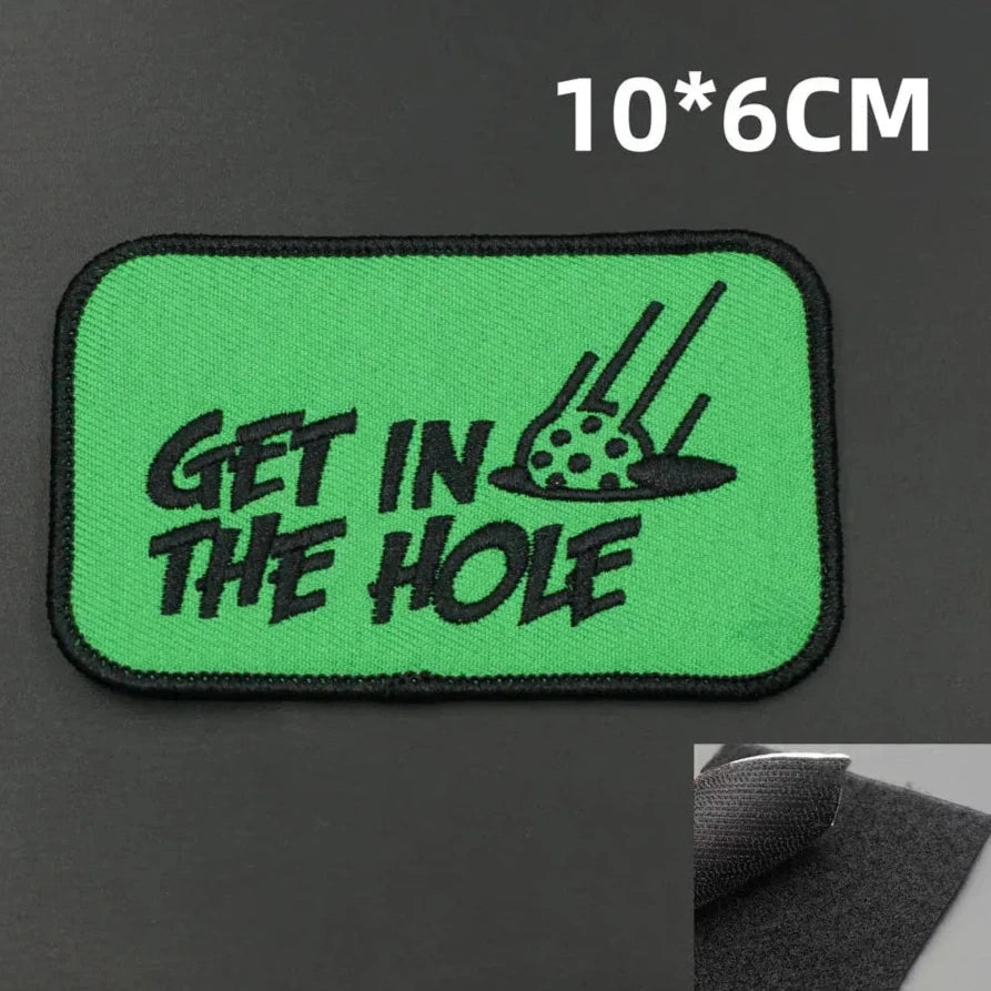 Golf Ball 'Get in the Hole' Embroidered Velcro Patch
