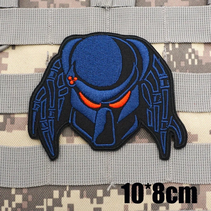 Predator 'Head | Blue' Embroidered Velcro Patch — Little Patch Co