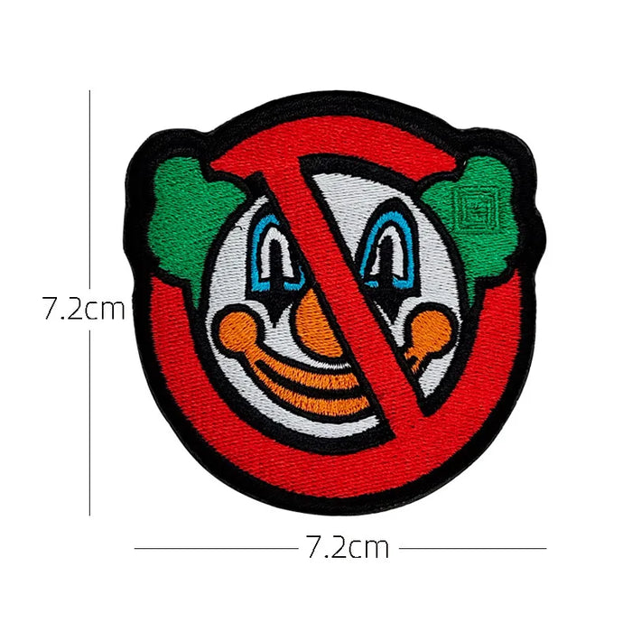 No Clowns Sign Embroidered Velcro Patch