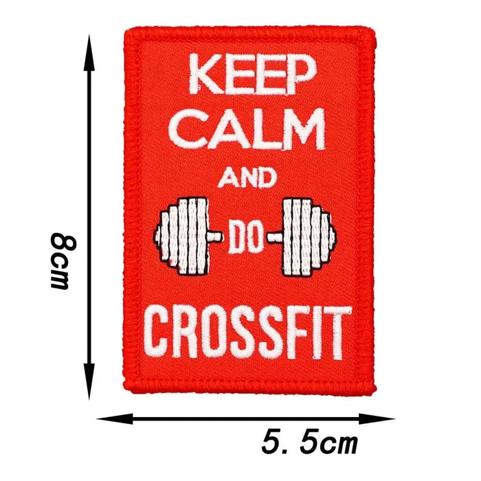 Quote 'Keep Calm and Do Crossfit' Embroidered Velcro Patch