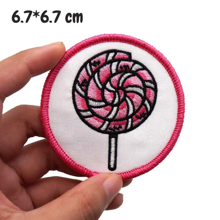 Cute 'Spiral Lollipop | Round' Embroidered Patch