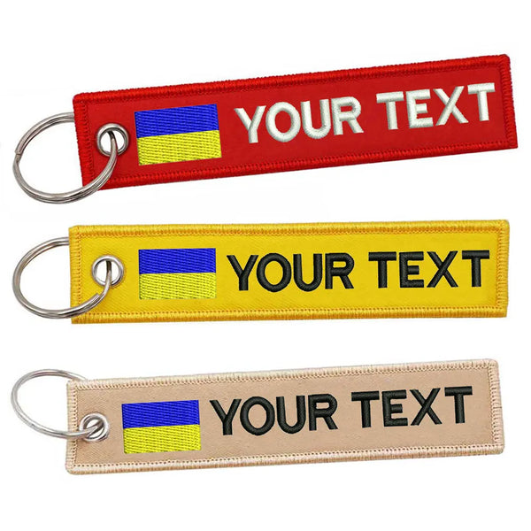 Personalized Keychain 'Ukraine Flag' Embroidered Velcro Patch