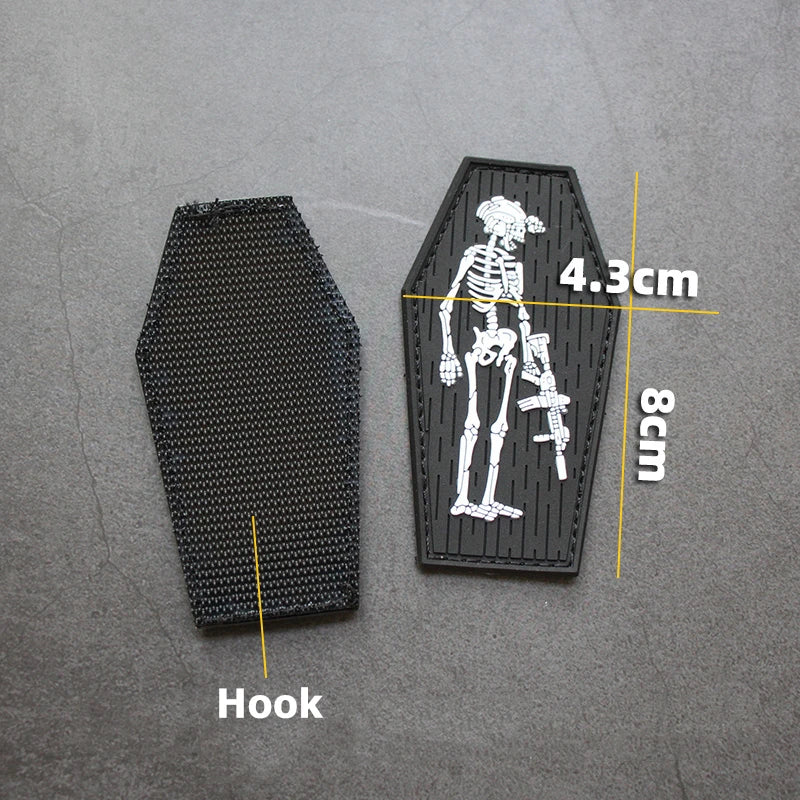 Skeleton Unit Patch Skeleton Soldier 'Tactical Gun' PVC Rubber Velcro Patch