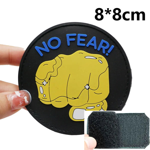 Fist 'No Fear | Round' PVC Rubber Velcro Patch