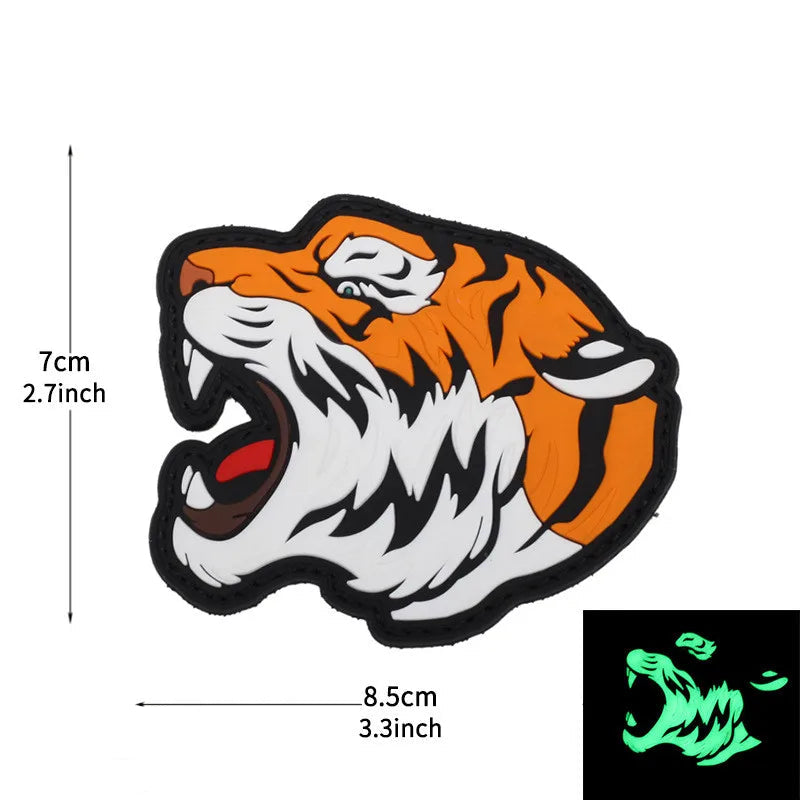 Roaring Tiger 'Side View | Luminous' PVC Rubber Velcro Patch