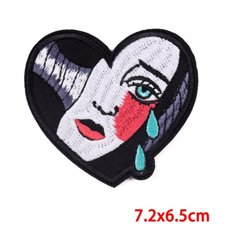 Heart Shaped Girl 'Crying' Embroidered Patch