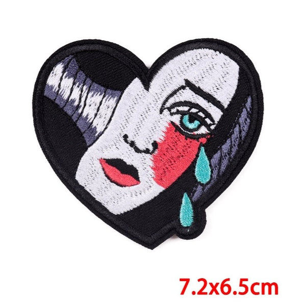 Heart Shaped Girl 'Crying' Embroidered Patch