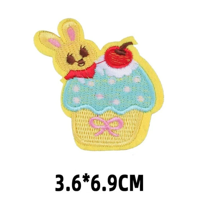 Cute 'Bunny Cupcake' Embroidered Patch