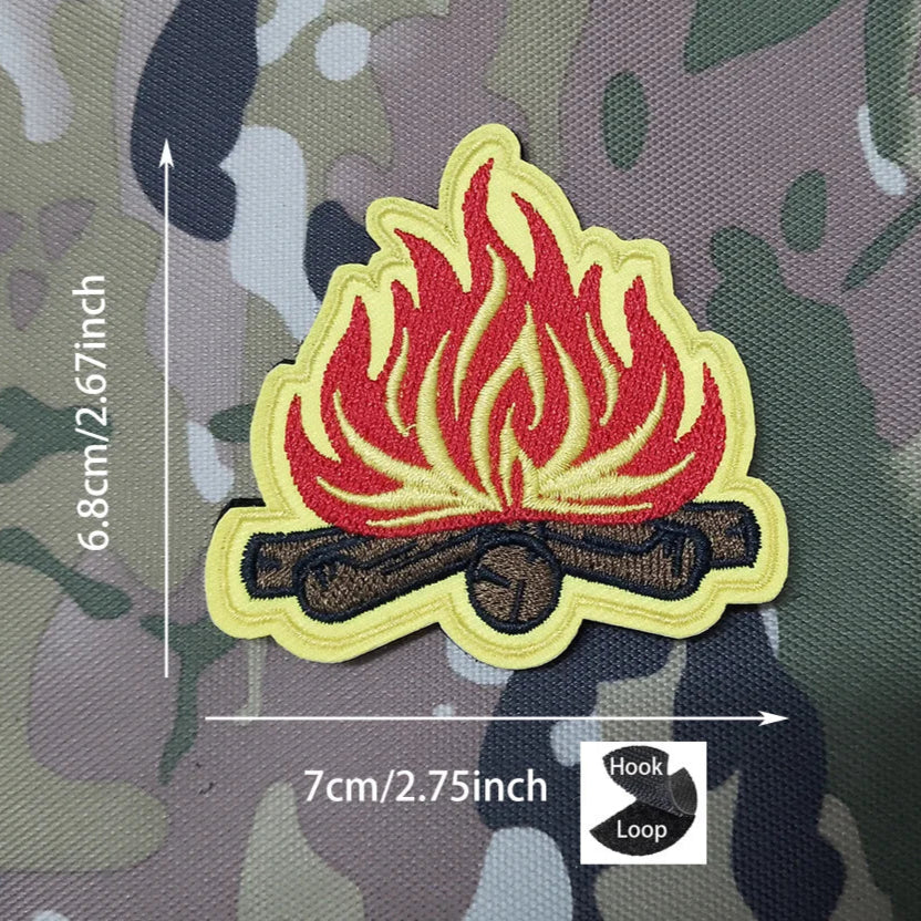 Camping 'Campfire' Embroidered Velcro Patch