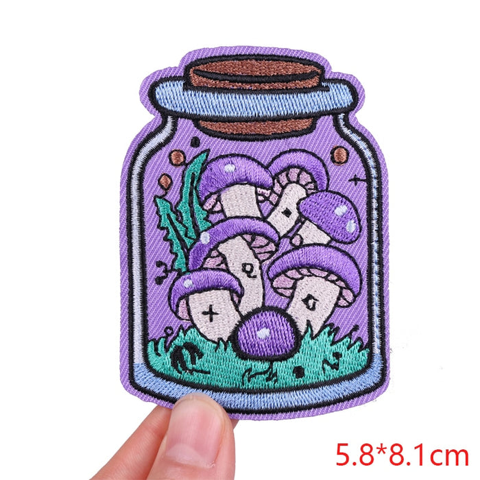 Cute 'Purple Mushroom In A Jar' Embroidered Patch