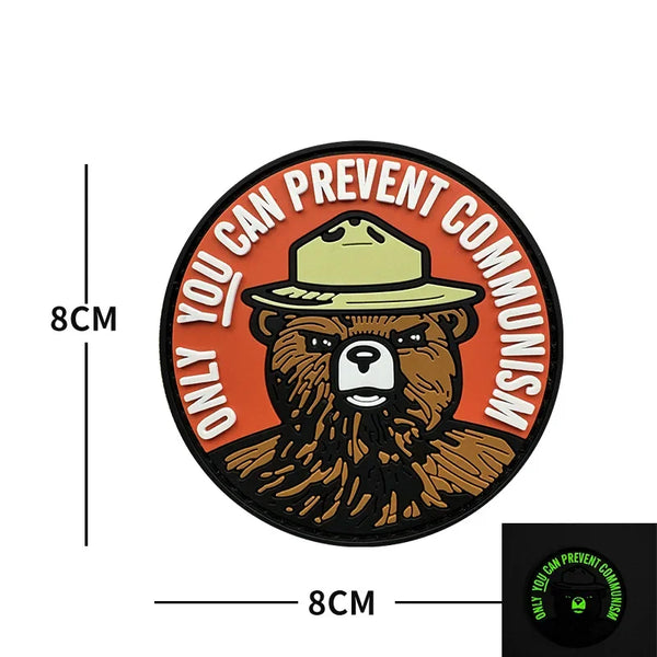 Bear 'Only You Can Prevent Communism | Round' PVC Rubber Velcro Patch