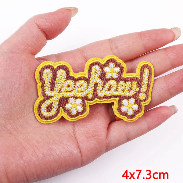 Cute Flowers 'Yeehaw!' Embroidered Patch