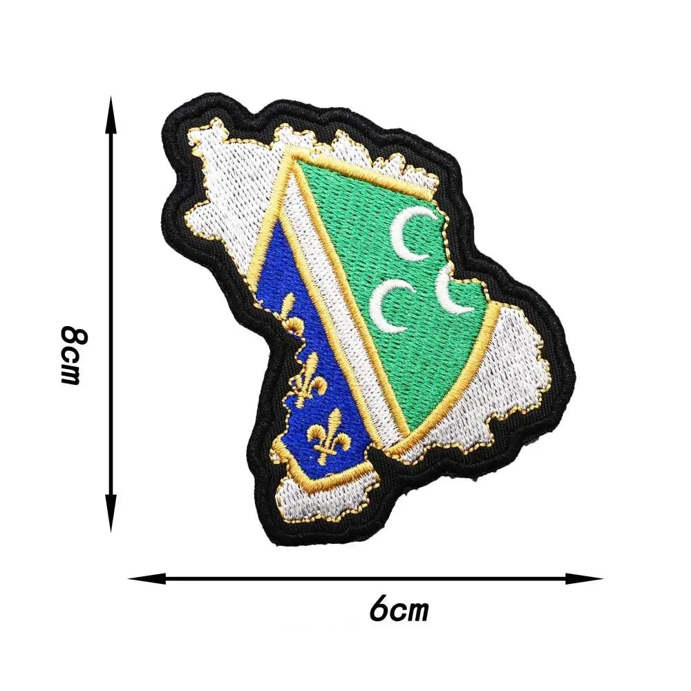 Bosnia and Herzegovina Map 'Coat of Arms' Embroidered Velcro Patch