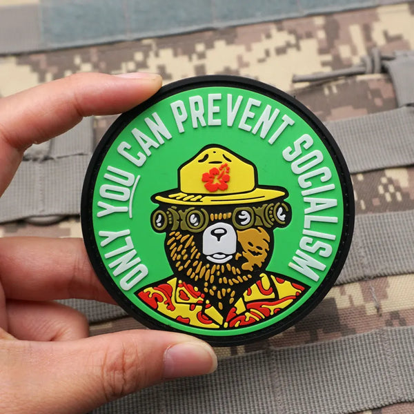 Bear ‘Only You Can Prevent Socialism’ PVC Rubber Velcro Patch