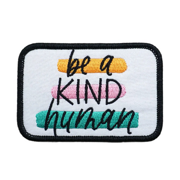 Quote 'Be A Kind Human | Square' Embroidered Velcro Patch