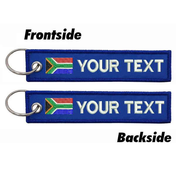 Personalized Keychain 'South Africa Flag' Embroidered Velcro Patch