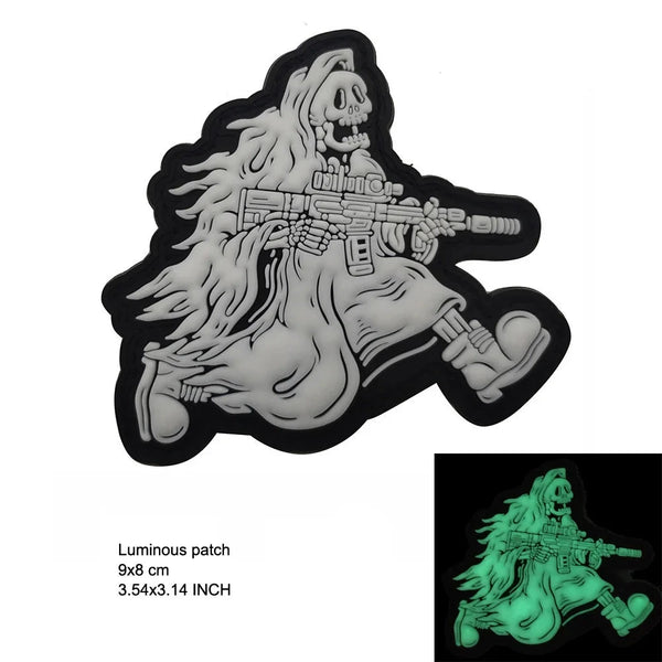 Tactical Skull 'Running | Luminous' PVC Rubber Velcro Patch
