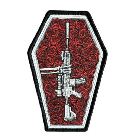 Skeleton Hand 'Roses and Gun' Embroidered Velcro Patch