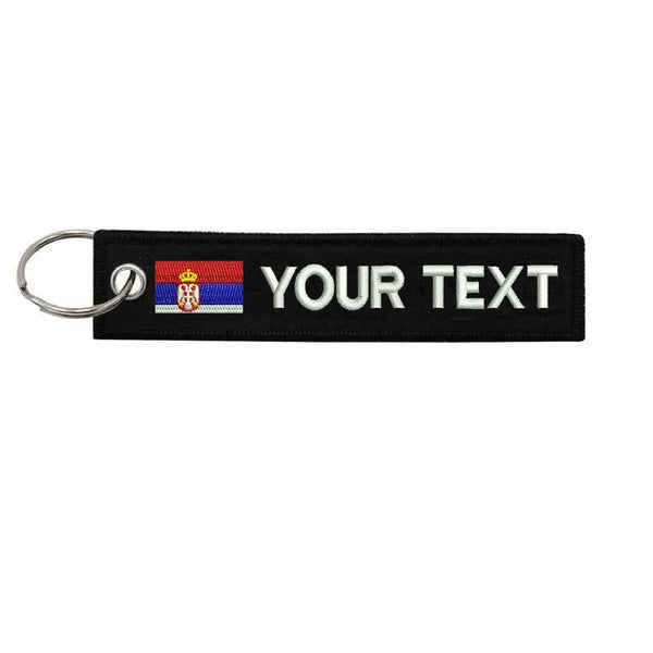 Personalized Keychain 'Serbia Flag' Embroidered Velcro Patch