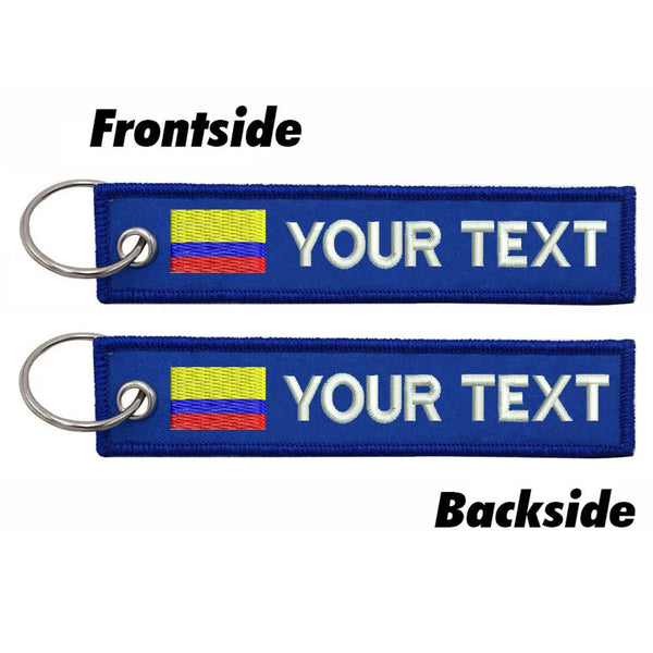 Personalized Keychain 'Columbia Flag' Embroidered Velcro Patch