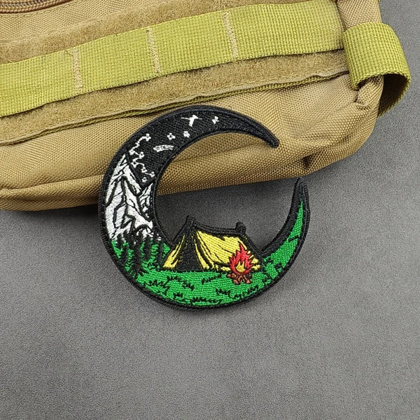 Camping Adventures 'Moon Tent' Embroidered Velcro Patch