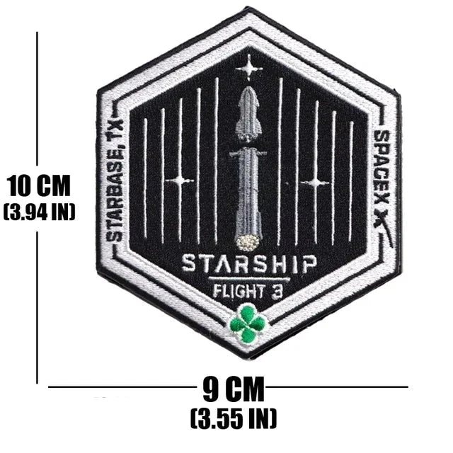 SpaceX 'Starship Flight Test 3' Embroidered Velcro Patch