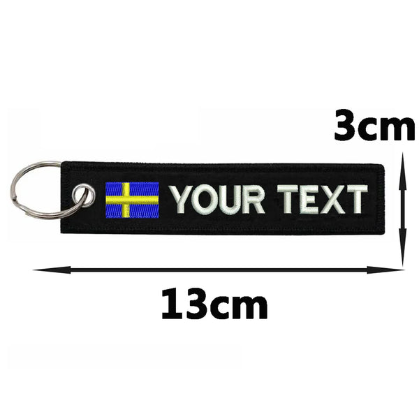 Personalized Keychain 'Sweden Flag' Embroidered Velcro Patch