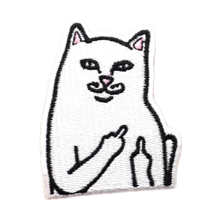 White Cat 'F U' Embroidered Patch