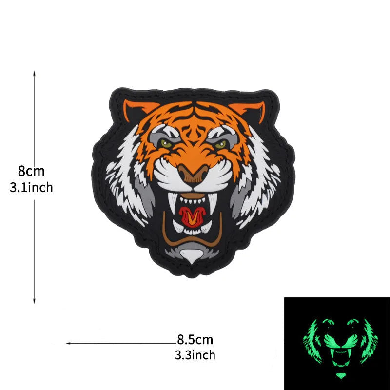 Tiger Head 'Luminous' PVC Rubber Velcro Patch
