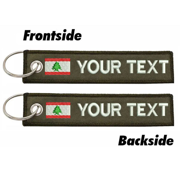 Personalized Keychain 'Lebanon Flag' Embroidered Velcro Patch