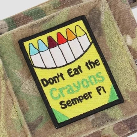 Don't Eat The Crayons Embroidered Velcro Patch