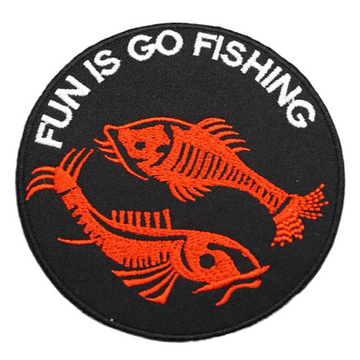 Fish 'Fun Is Go Fishing' Embroidered Velcro Patch