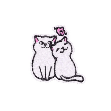 Cute 'White Couple Cat' Embroidered Patch