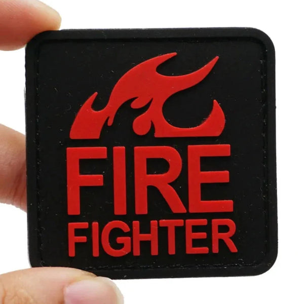 Fire Fighter 'Square' PVC Rubber Velcro Patch