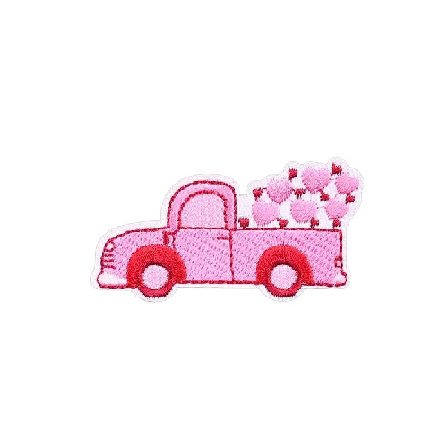 Cute 'Pink Hearts Truck' Embroidered Patch