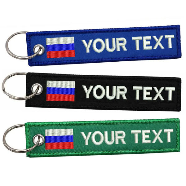 Personalized Keychain 'Russia Flag' Embroidered Velcro Patch