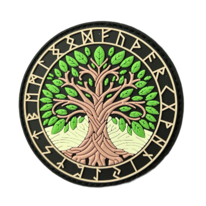 Viking 'Tree of Life | Runes Circle' PVC Rubber Velcro Patch