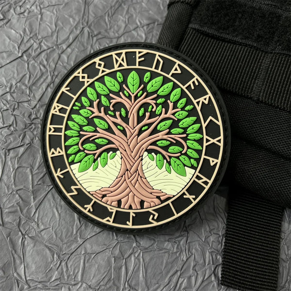 Viking 'Tree of Life | Runes Circle' PVC Rubber Velcro Patch