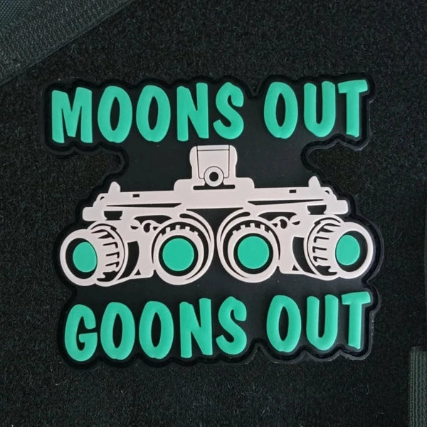 Night Vision Goggles 'Moons Out Goons Out' PVC Rubber Velcro Patch