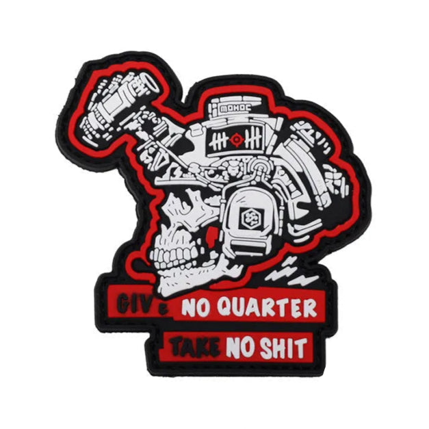 Tactical Skull 'Give No Quarter Take No Sh.. | Luminous' PVC Rubber Velcro Patch