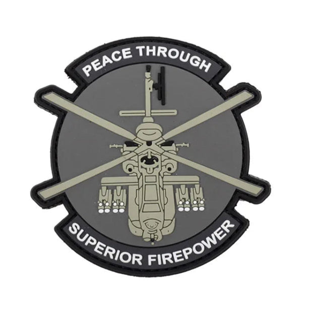 Boeing AH-64 Apache 'Peace Through Superior Firepower' PVC Rubber Velcro Patch