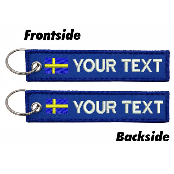 Personalized Keychain 'Sweden Flag' Embroidered Velcro Patch