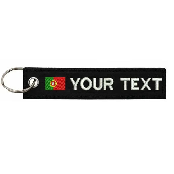 Personalized Keychain 'Portugal Flag' Embroidered Velcro Patch