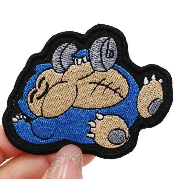 Pocket Monster 'Snorlax | Flexing Muscles' Embroidered Velcro Patch