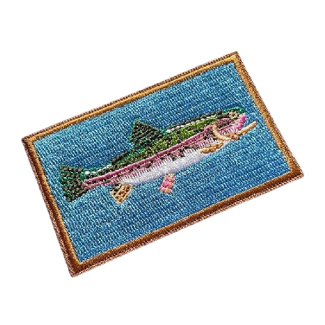 Rainbow Trout Fish 'Square' Embroidered Velcro Patch