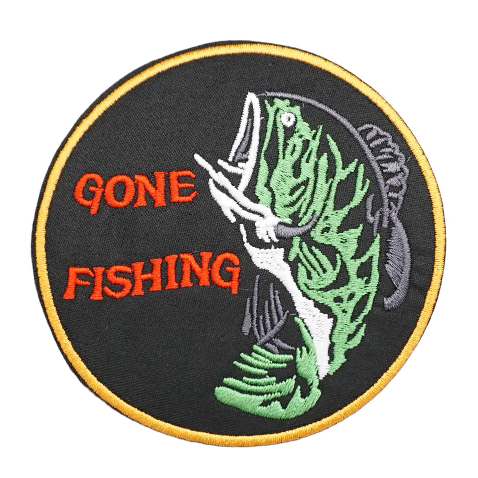 Bass Fish 'Gone Fishing | Round' Embroidered Velcro Patch