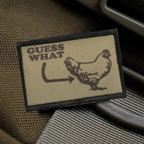 Funny Chicken 'Guess What' Embroidered Velcro Patch