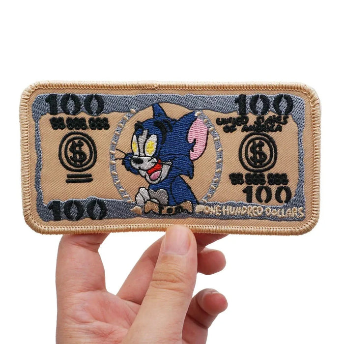 Tom and Jerry 'Tom | 100 Dollars Bill' Embroidered Velcro Patch