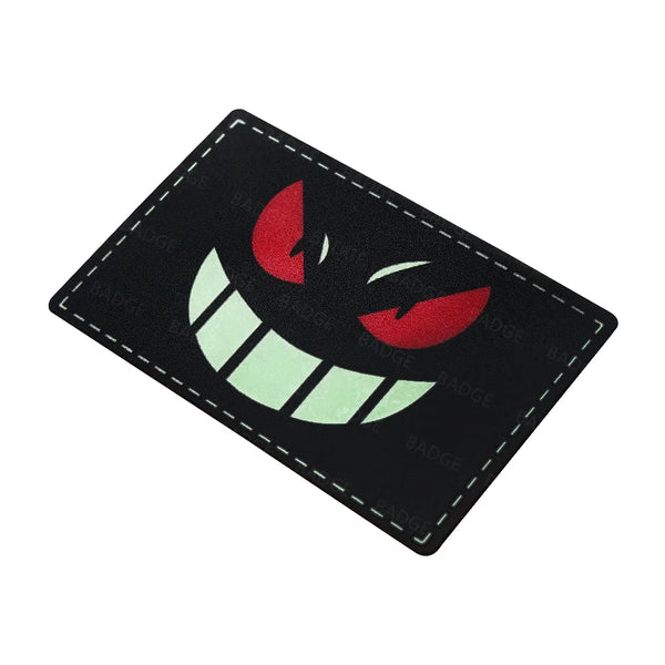 Evil Smiley Face 'Luminous' PVC Rubber Velcro Patch