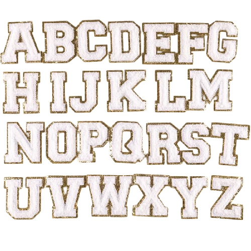 A-Z Letters 'White' Embroidered Patch